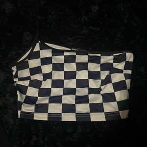 Checkered one strap crop top